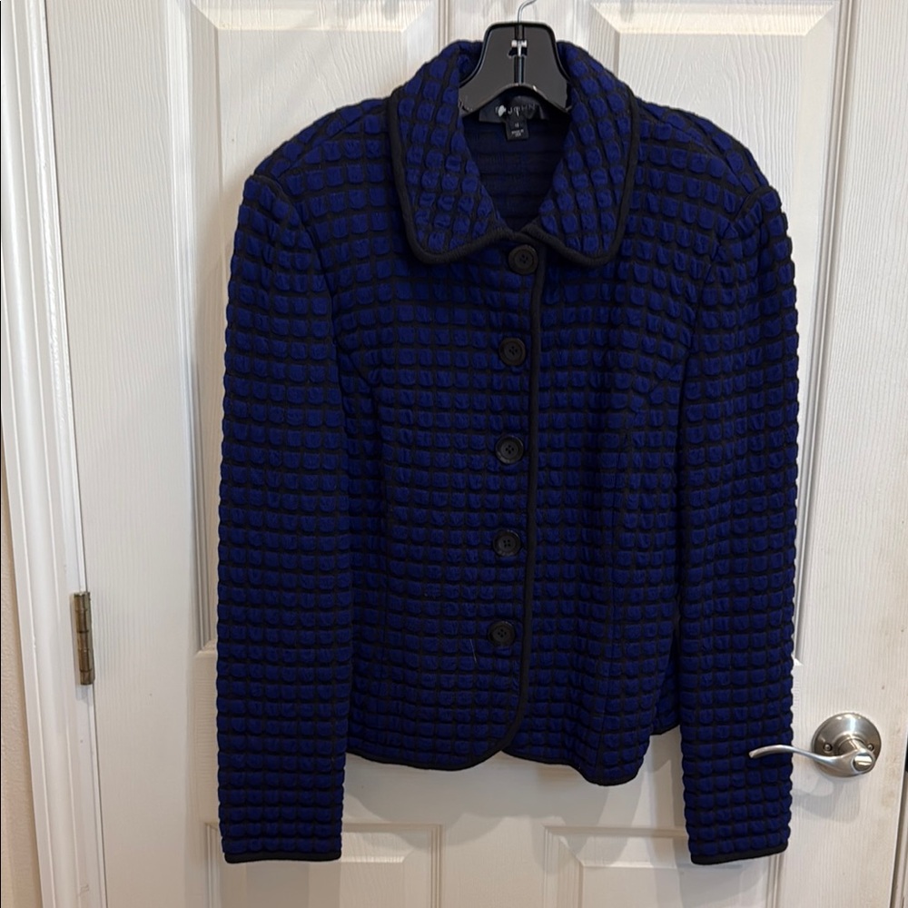 St. John Blue Textured Knit Blazer
